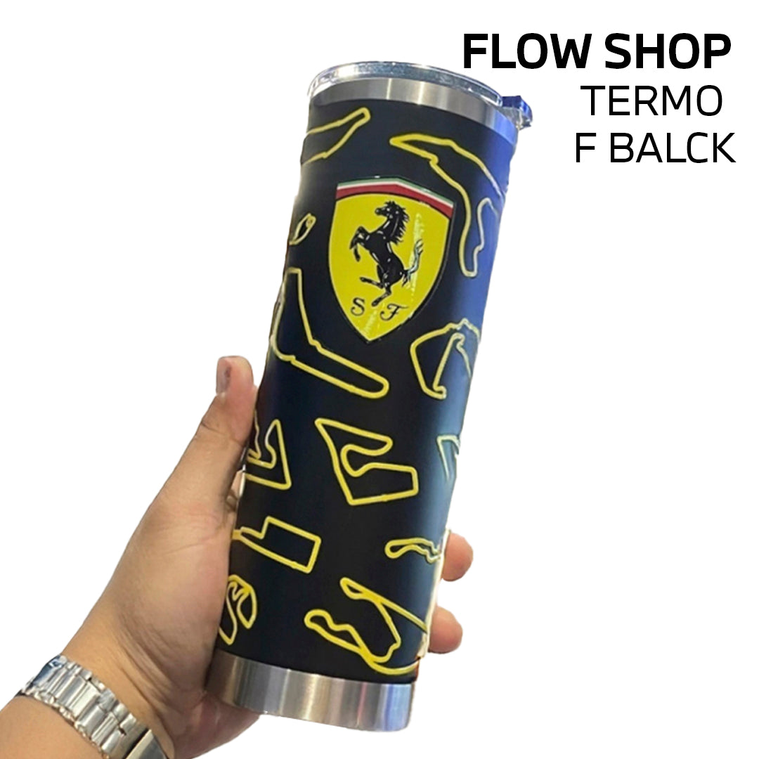 🖤 Termo Ferrari F Black 20 oz – Estilo sobrio, alma de campeón 🏁