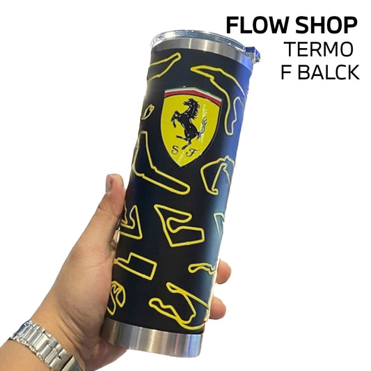 🖤 Termo Ferrari F Black 20 oz – Estilo sobrio, alma de campeón 🏁