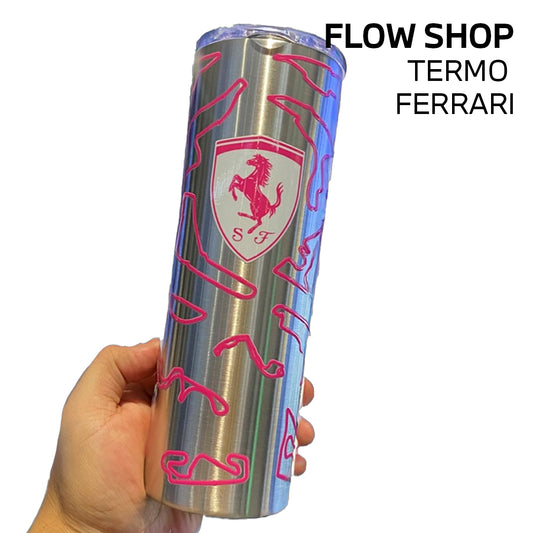 🌸 Termo Ferrari Pink – Estilo audaz con toque femenino 💖